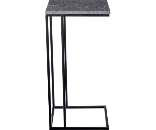 Придиванный столик Loft 35x35см, серый мрамор с чёрными ножками фото #3