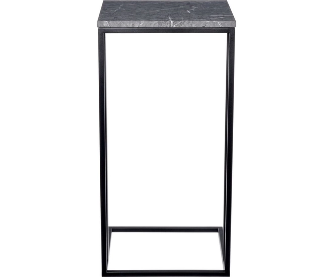 Придиванный столик Loft 35x35см, серый мрамор с чёрными ножками фото #4
