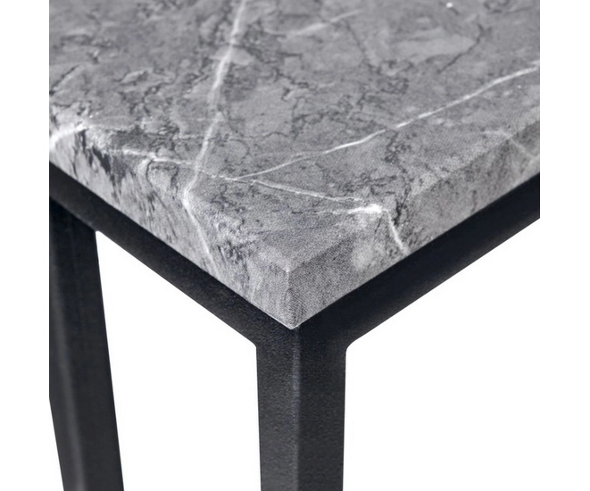 Придиванный столик Loft 35x35см, серый мрамор с чёрными ножками фото #5