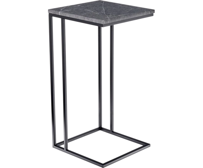Придиванный столик Loft 35x35см, серый мрамор с чёрными ножками фото #1