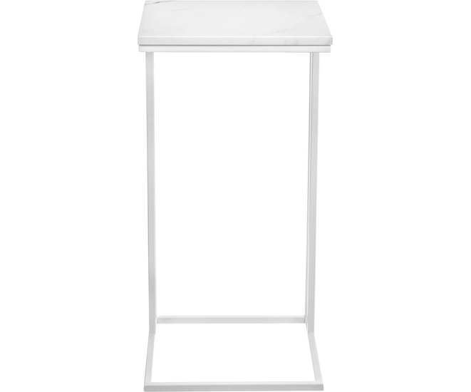 Придиванный столик Loft 35x35см, белый мрамор с белыми ножками фото #2
