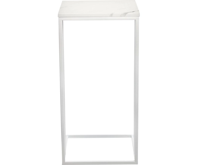 Придиванный столик Loft 35x35см, белый мрамор с белыми ножками фото #4