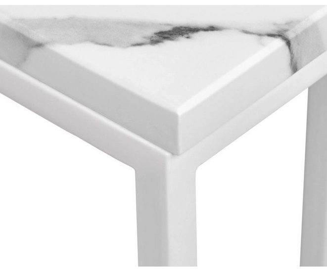 Придиванный столик Loft 35x35см, белый мрамор с белыми ножками фото #5