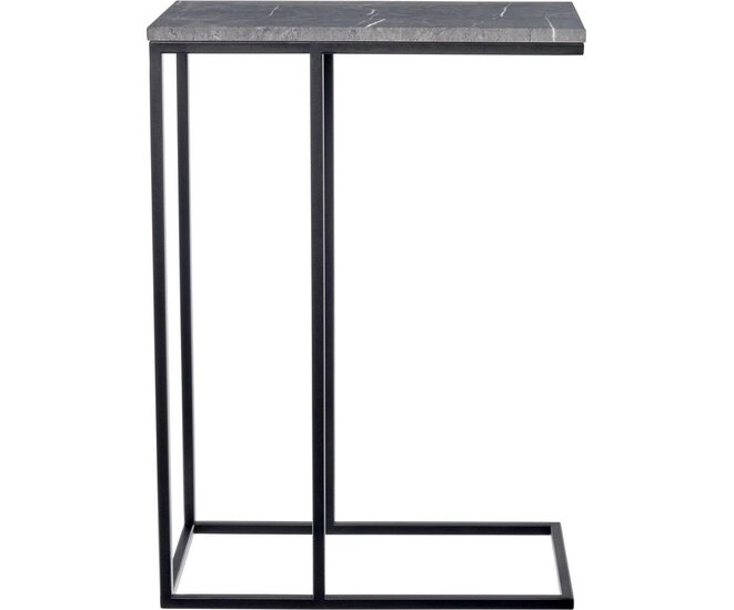 Придиванный столик Loft 50x30см, серый мрамор с чёрными ножками фото #3