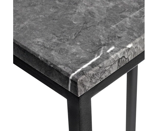 Придиванный столик Loft 50x30см, серый мрамор с чёрными ножками фото #5