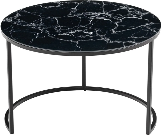 Набор кофейных столиков Tango чёрный мрамор (стекло с фотопечатью) с чёрными ножками, 2шт фото #4