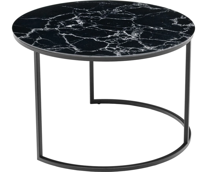 Набор кофейных столиков Tango чёрный мрамор (стекло с фотопечатью) с чёрными ножками, 2шт фото #5
