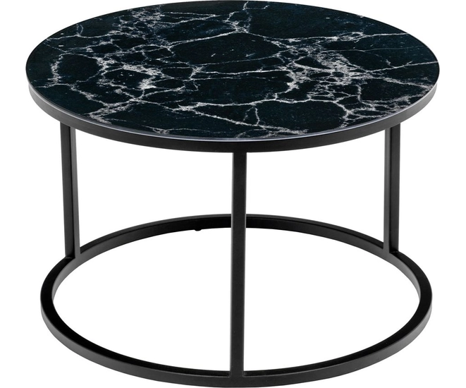 Набор кофейных столиков Tango чёрный мрамор (стекло с фотопечатью) с чёрными ножками, 2шт фото #6