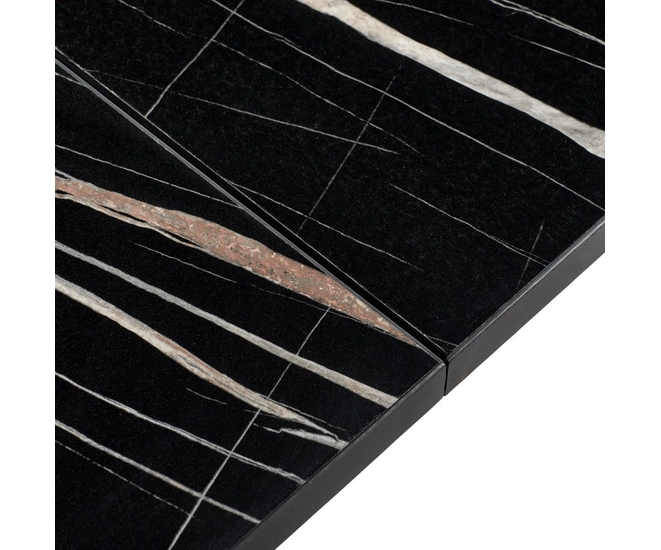 Стол Dublin раскладной 120-160х80х75 чёрный мрамор с чёрными ножками фото #11