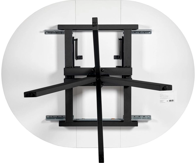 Стол Rudolf круглый раскладной 100-130x100x75см, белый мрамор, чёрный фото #14