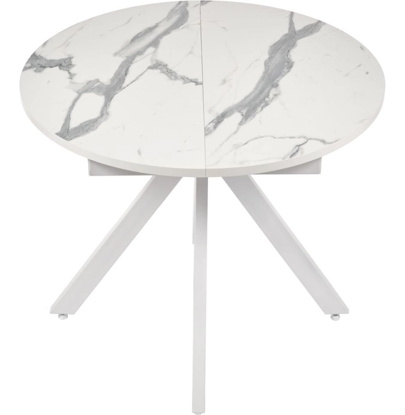 Стол Rudolf круглый раскладной 90-120x90x75 см, белый мрамор, белый