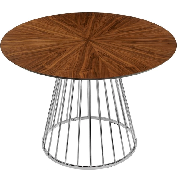 Стол Liverpool 110 см, шпон орех лучевой набор, хромированные ножки