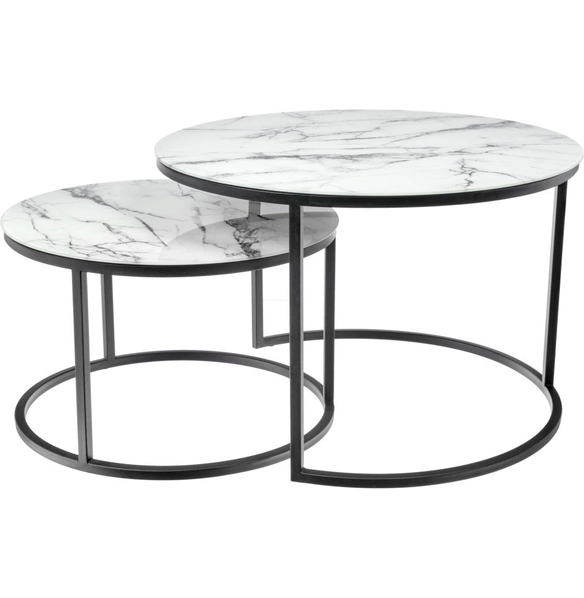 Набор кофейных столиков Tango стекло с фотопечатью белый мрамор