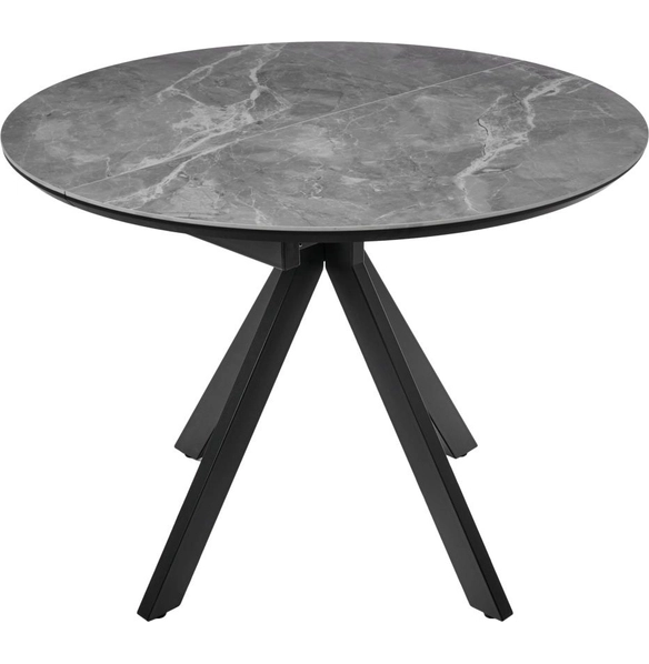 Стол Rudolf круглый раскладной 100-130x100x75 см, серый керамогранит