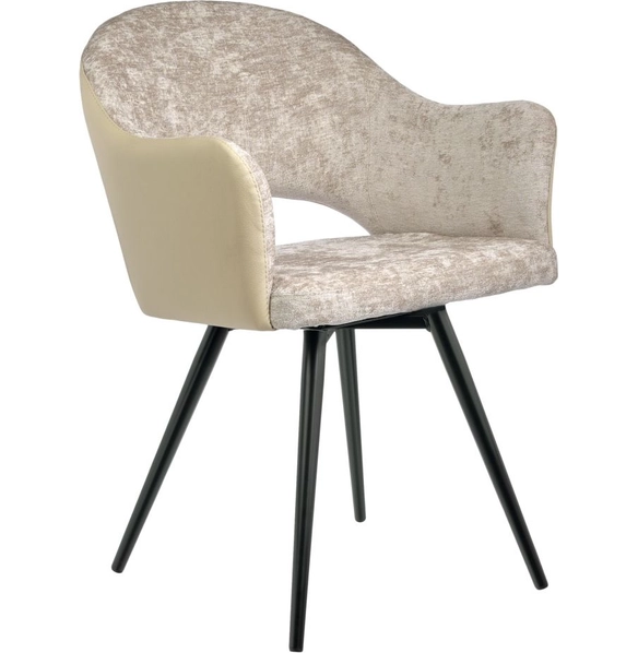 Стул Bruno латте шенилл с экокожей, на поворотном механизме