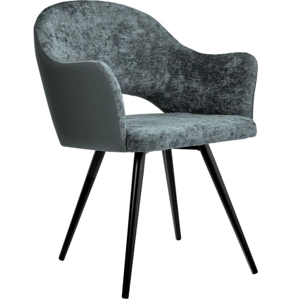 Стул Bruno серый шенилл с экокожей, на поворотном механизме