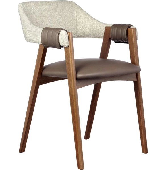 Стул Kelli бежевый букле, экокожа коричневая, орех