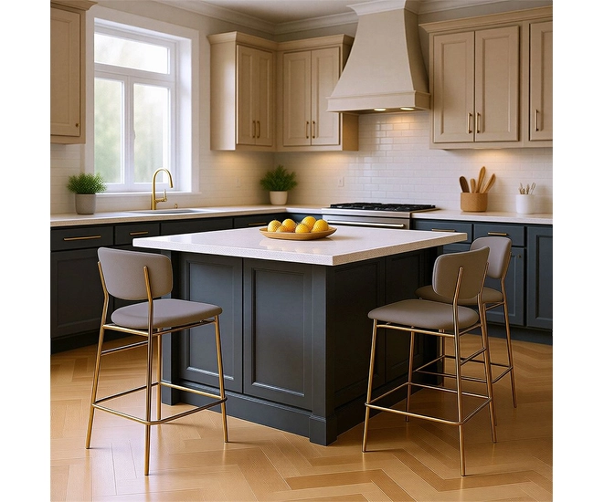 Стул полубарный Elle латте с золотыми ножками фото №2