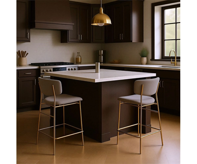 Стул полубарный Elle латте с золотыми ножками фото №18