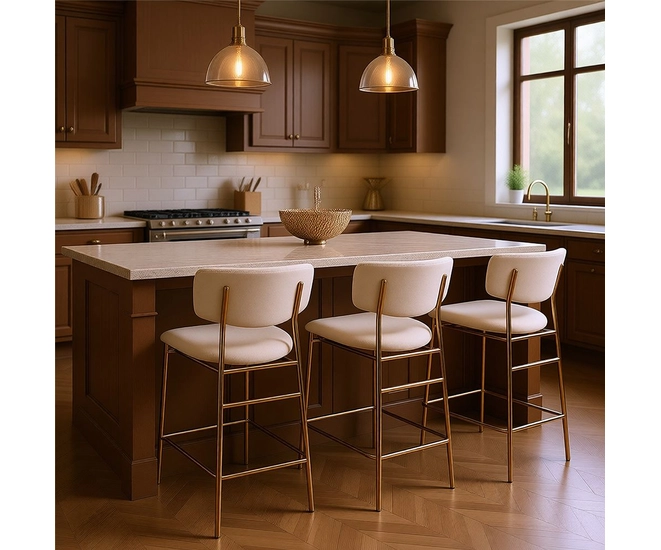 Стул полубарный Elle серый с золотыми ножками фото №2