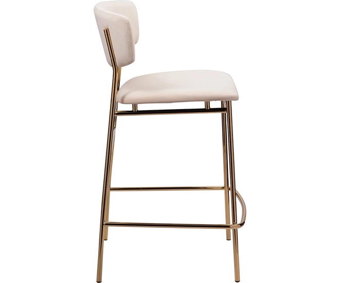 Стул полубарный Elle серый с золотыми ножками фото №7