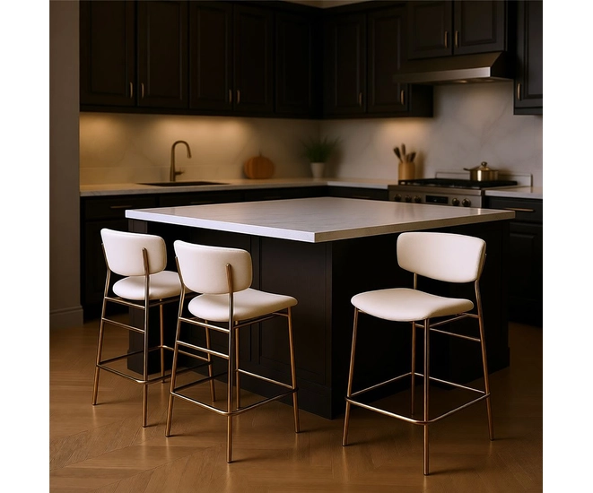 Стул полубарный Elle серый с золотыми ножками фото №16