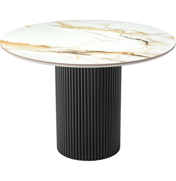 Стол Aura 110 см, керамогранит Calacatte gold мрамор глянец, чёрный