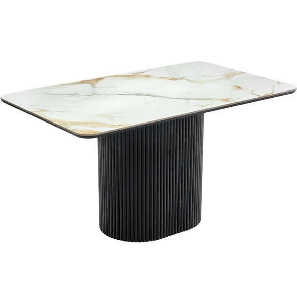 Стол Festa 140x85x77см, керамогранит Calacatte gold глянец, чёрный