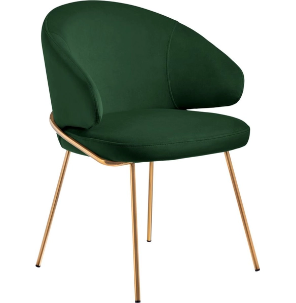 Стул-полукресло Emil зеленый с золотыми ножками 