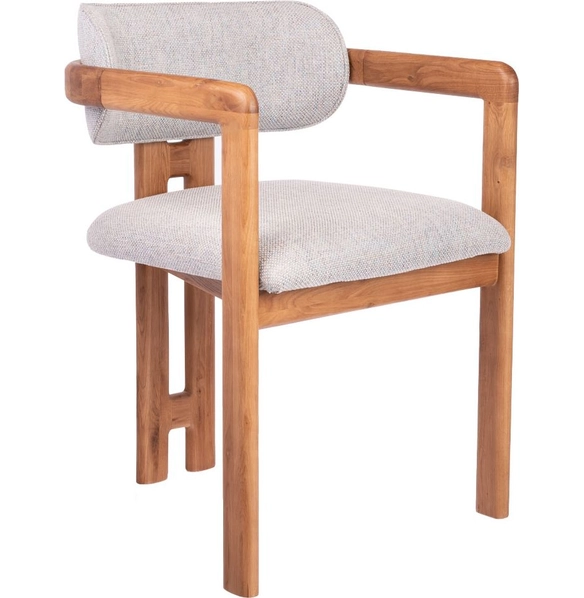 Стул Rich рогожка бежево-голубая с ножками цвета орех