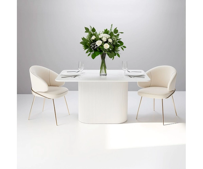 Стол Festa 140x85x77см, керамогранит белый мрамор матовый, белый фото №13