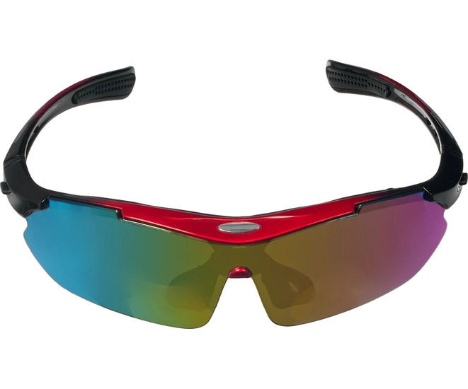 Очки спортивные солнцезащитные с 5 сменными линзами в чехле, красные фото #1
