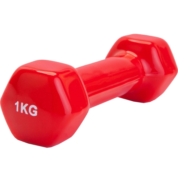 Гантель обрезиненная 1 кг, красная