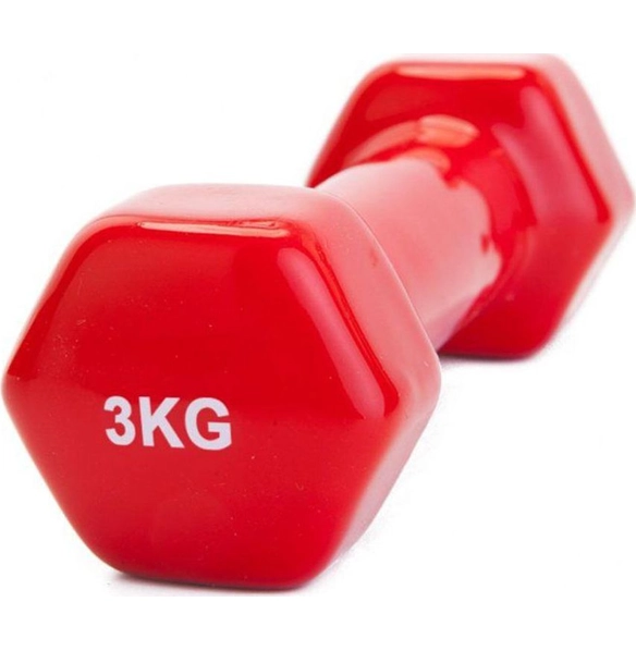 Гантель обрезиненная 3 кг, красная