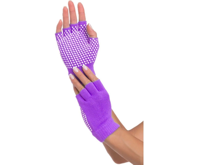 Перчатки противоскользящие для занятий йогой, фиолетовые фото #2