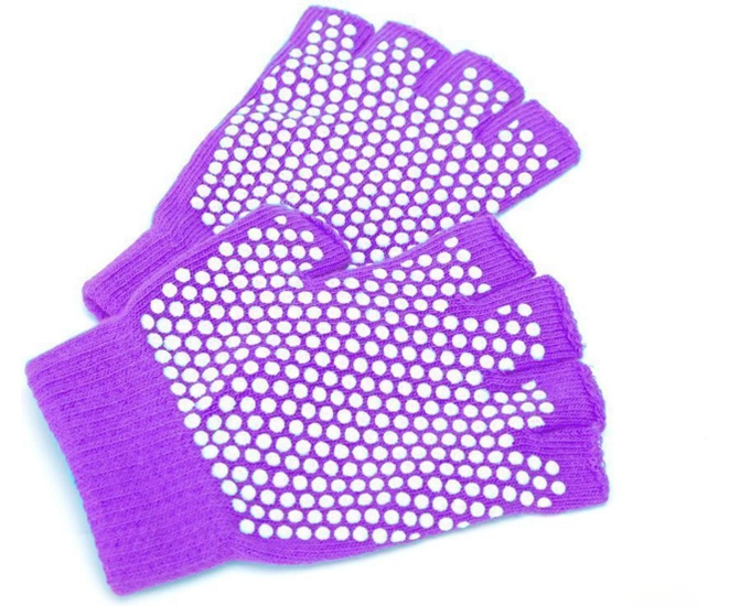 Перчатки противоскользящие для занятий йогой, фиолетовые фото #1