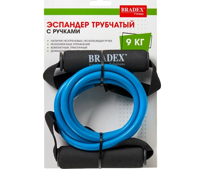 Эспандер трубчатый с ручками, нагрузка до 9 кг, синий фото №11