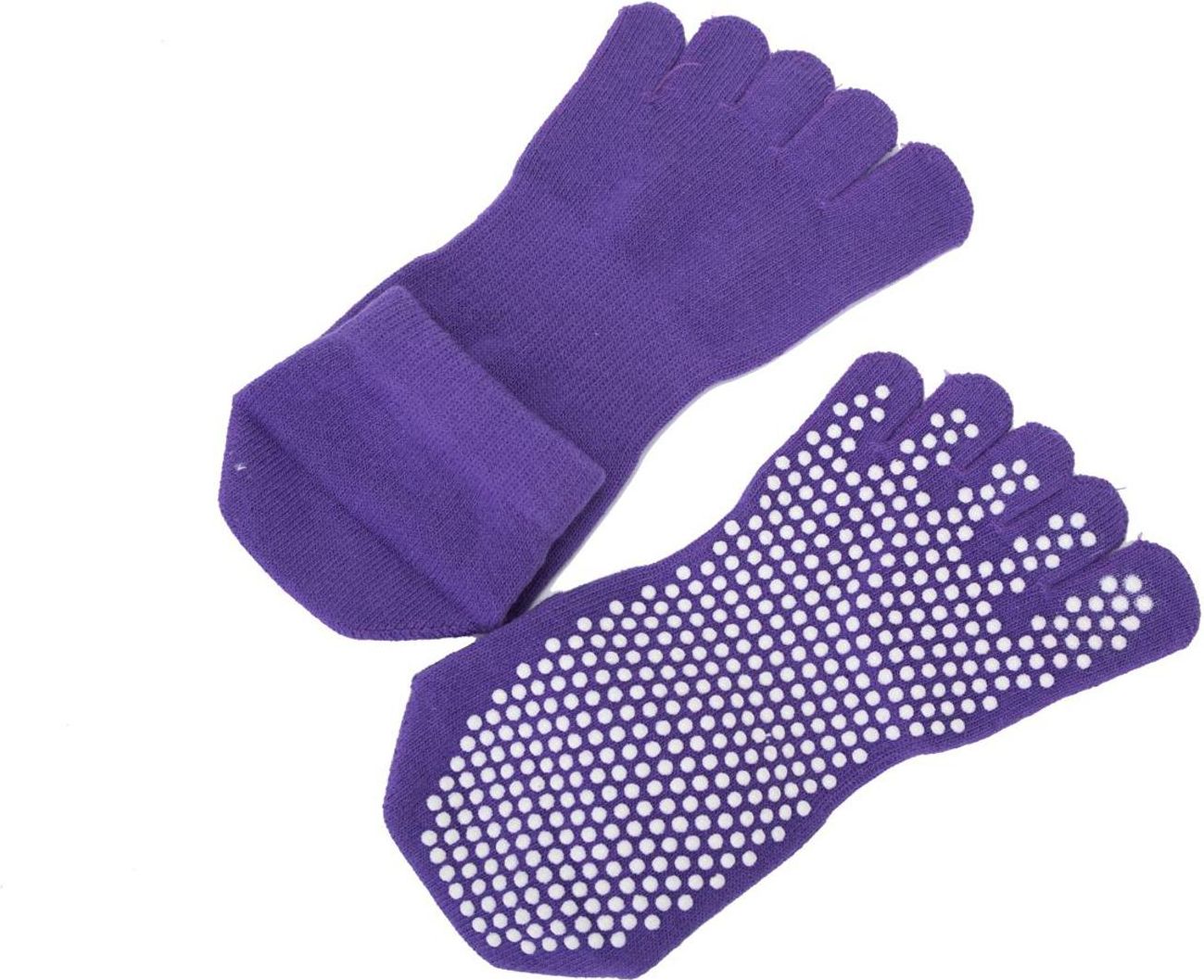 Носки противоскользящие для занятий йогой закрытые, фиолетовые