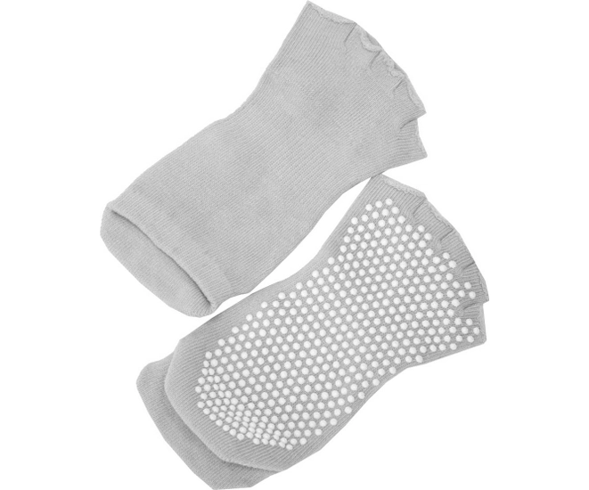 Носки противоскользящие для занятий йогой с открытыми пальцами, серые