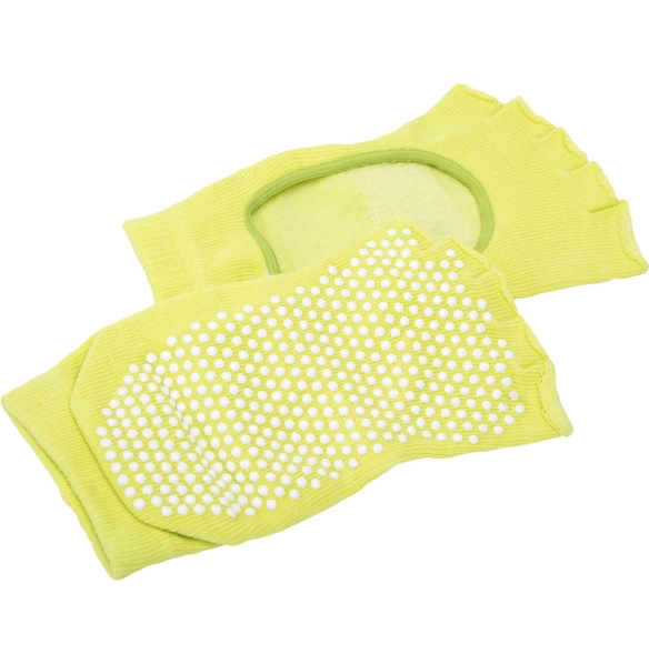 Носки противоскользящие для занятий йогой с открытыми пальцами, желтые