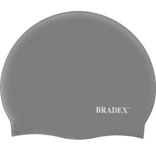 Шапочка для плавания Bradex, силиконовая, серый