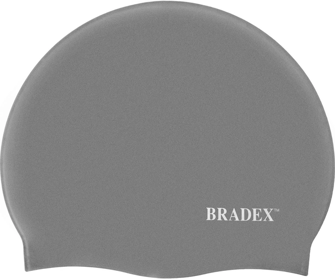 Шапочка для плавания Bradex, силиконовая, серый фото #1