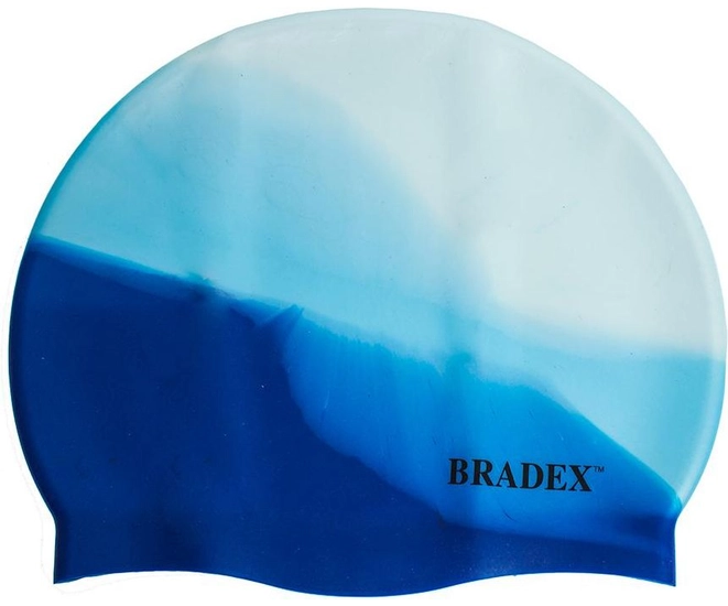 Шапочка для плавания Bradex, силиконовая, мультиколор синий фото №4