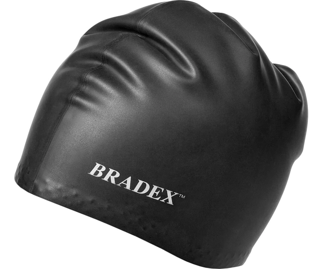 Шапочка для плавания Bradex, силиконовая для длинных волос, черный фото #2