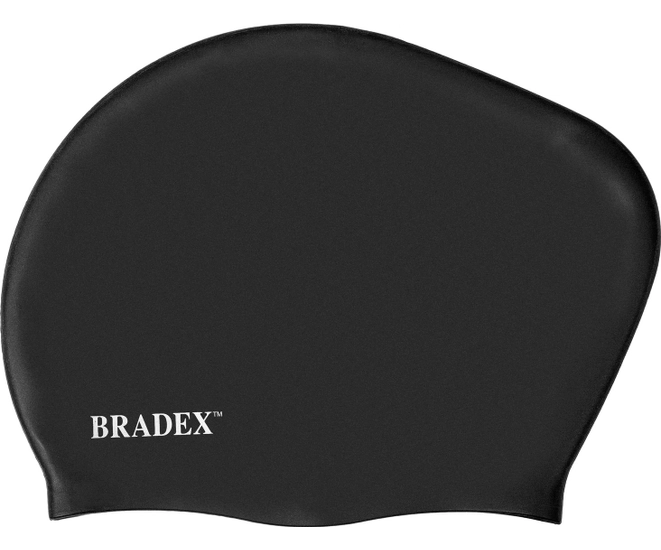 Шапочка для плавания Bradex, силиконовая для длинных волос, черный фото #1