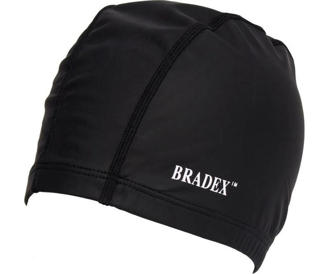 Шапочка для плавания Bradex, текстильная покрытая ПУ, черный фото #1