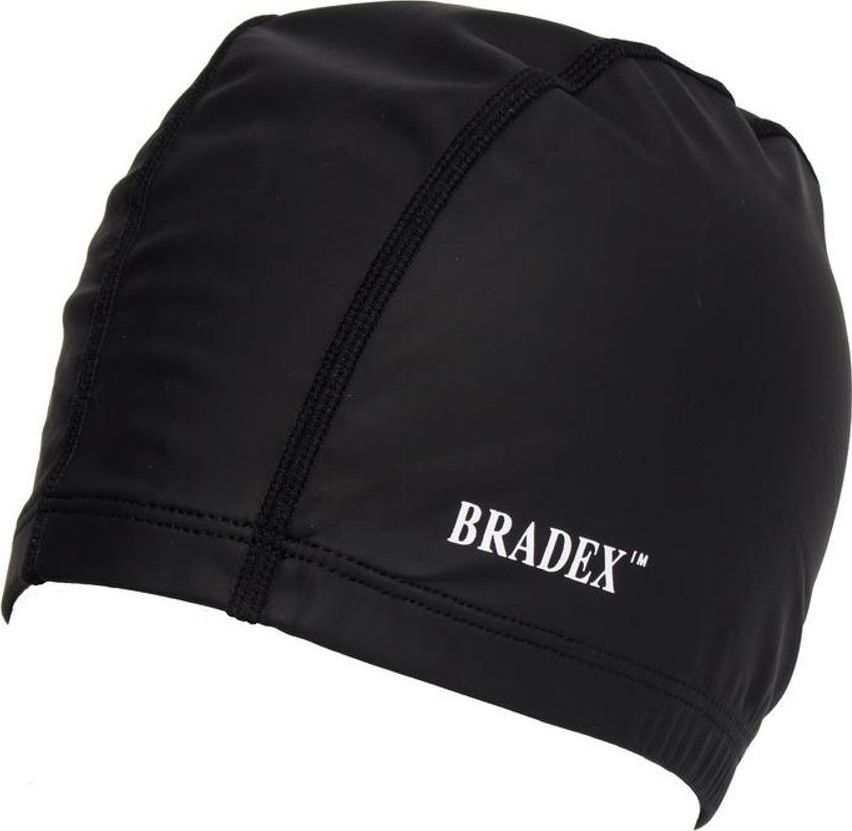 Шапочка для плавания Bradex, текстильная покрытая ПУ, черный