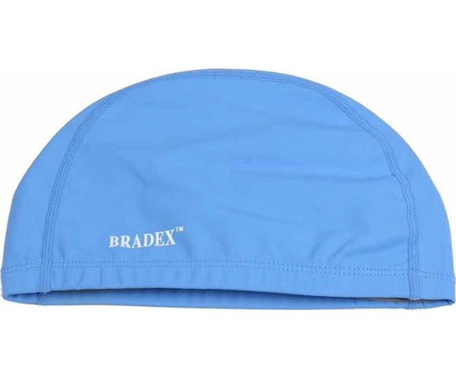 Шапочка для плавания Bradex, текстильная покрытая ПУ, синий фото #3