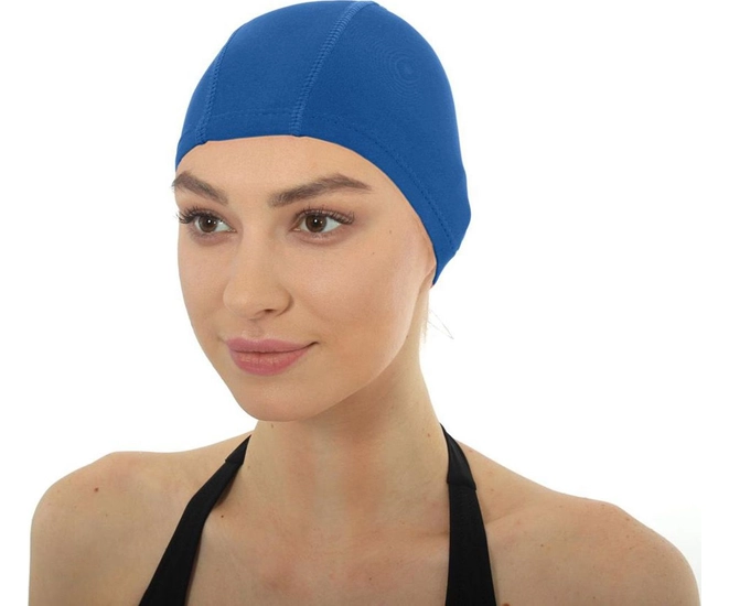 Шапочка для плавания Bradex, текстильная покрытая ПУ, синий фото #5