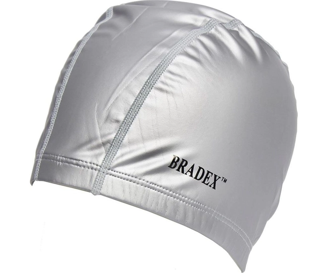 Шапочка для плавания Bradex, текстильная покрытая ПУ, серый фото #1